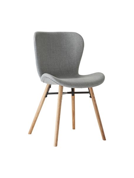 Čalouněná židle Batilda, 2 ks, Světle šedá, dubové dřevo, Š 47 cm, H 53 cm