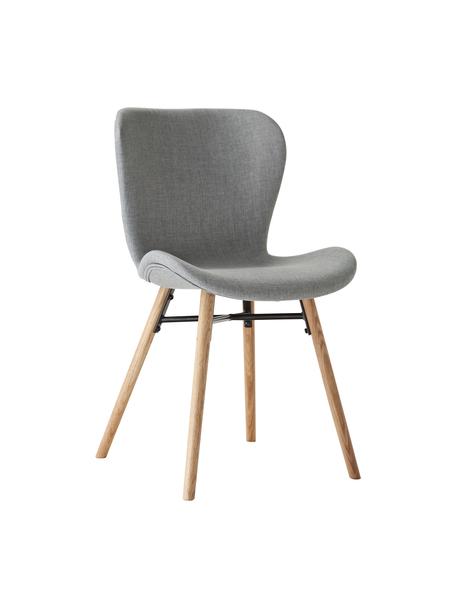 Gestoffeerde stoelen Batilda in lichtgrijs, 2 stuks, Bekleding: polyester, Poten: gelakt en geolied massief, Geweven stof lichtgrijs, eikenhout, B 47 x D 53 cm
