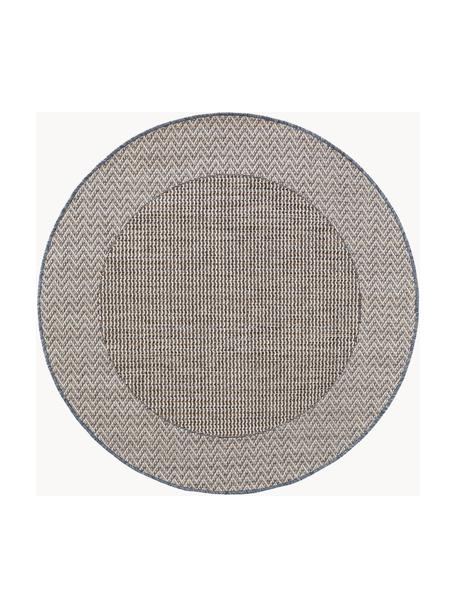 Okrągły dywan wewnętrzny/zewnętrzny River, 100% polipropylen, Kremowobiały, niebieski, ∅ 130 cm (Rozmiar M)
