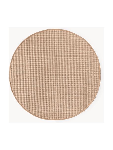 Tapis rond en laine tissé main Amaro, 67 % laine (certifiée RWS), 33 % coton

Les tapis en laine peuvent perdre des fibres lors des premières semaines et des peluches peuvent se former, ce phénomène est naturel et diminue à mesure de votre usage et du temps, Brun clair, beige clair, Ø 150 cm (taille M)