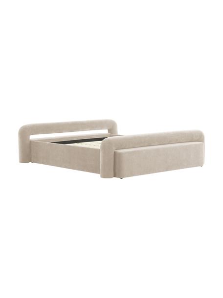 Cama tapizada Komoro, Tapizado: poliéster (texturizado) A, Estructura: madera de pino maciza, Tejido beige, An 160 x L 200 cm