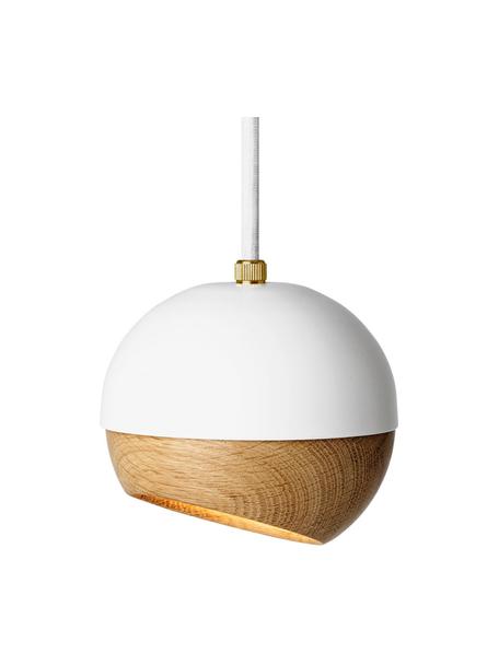 Lampada a sospensione piccola a LED Ray, Baldacchino: plastica, Bianco, legno chiaro, Ø 12 x Alt. 10 cm