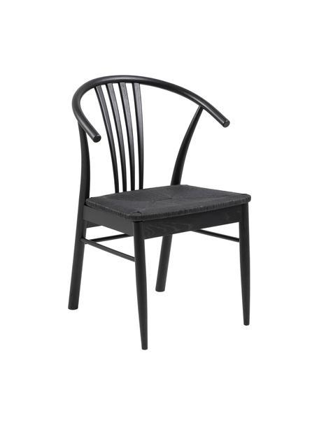 Chaise en bois avec cannage York, Bois de chêne, noir laqué, larg. 54 x prof. 54 cm