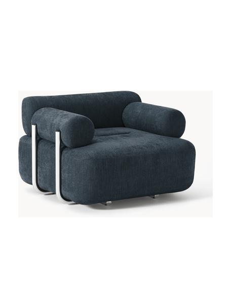 Fauteuil lounge Stella, Tissu bleu denim, larg. 111 x prof. 100 cm