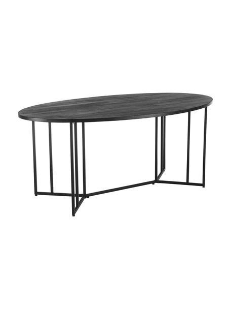 Mesa de comedor ovalada de madera de mango Luca, tamaños diferentes, Tablero: madera de mango maciza ce, Estructura: metal con pintura en polv, Negro, An 180 x F 100 cm