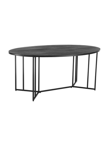Owalny stół do jadalni z drewna mangowego Luca, różne rozmiary, Blat: lite drewno mangowe, szcz, Stelaż: metal malowany proszkowo, Czarny, S 180 x G 100 cm