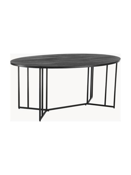 Table ovale en bois de manguier Luca, tailles variées, Manguier noir laqué, cadre noir, larg. 180 cm
