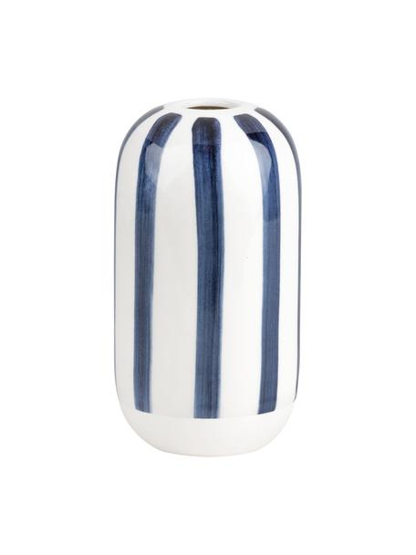 Kameninová váza Contrast, Kamenina, Bílá, tmavě modrá, Ø 7 cm, V 13 cm