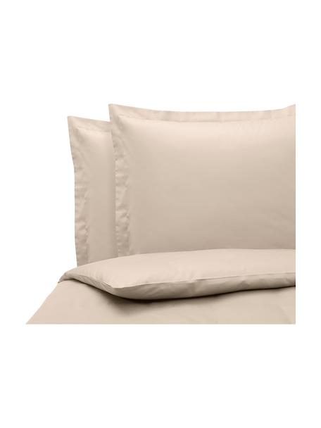 Parure copripiumino in raso di cotone taupe Premium, Beige, 255 x 200 cm + 2 federe 50 x 80 cm