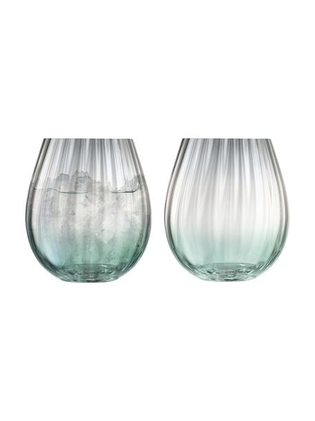 Ručne vyrobené poháre na vodu s gradientom Dusk, 2 ks, Sklo, Zelená, sivá, Ø 9 x V 10 cm, 425 ml