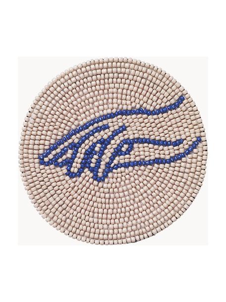 Sottobicchiere in perle di vetro Touch 2 pz, Perle di vetro, Bianco crema, blu, Ø 10 cm