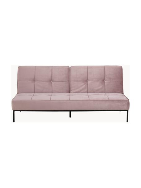 Sofá cama de terciopelo Perugia (3 plazas), Tapizado: poliéster Alta resistenci, Patas: metal pintado, Terciopelo rosa palo, An 198 x F 95 cm