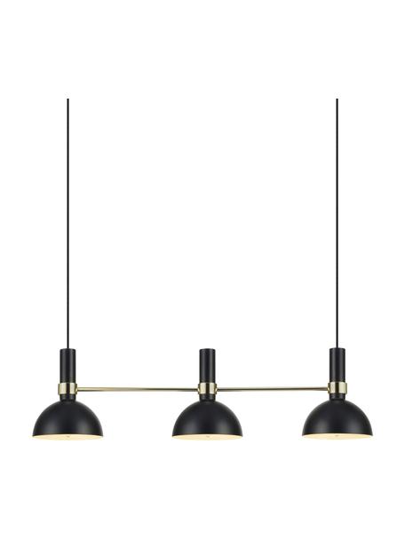 Grande suspension scandinave 3 lampes Larry, Noir, laiton, larg. 100 x haut. 24 cm