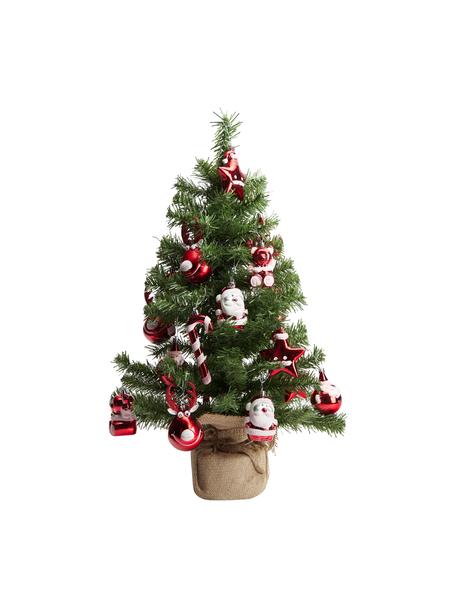 Sada vánočního stromku s ozdobami, 21 dílů, Umělá hmota, Zelená, červená, Ø 41 cm, V 75 cm