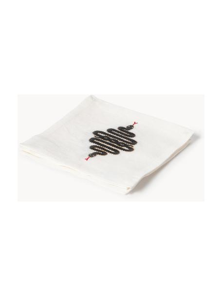 Serviettes de table Snake, 4 pièces, Coton, lin, Blanc, noir, larg. 15 x long. 15 cm