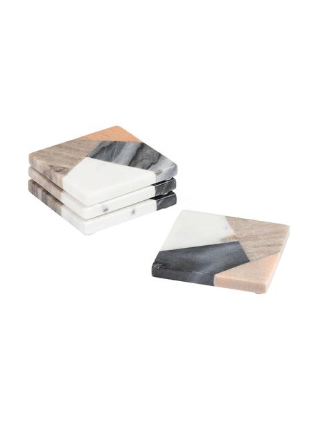 Podstawka z marmuru Bradney, 4 elem., Ceramika, marmur, Wielobarwny, marmurowy, S 10 x G 10 cm