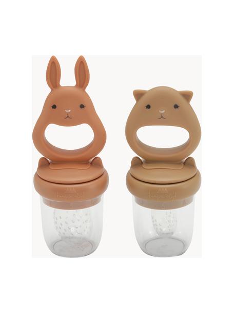 Fruitzuiger Bunny, set van 2, Silicone, Nougat, beige, Set met verschillende formaten