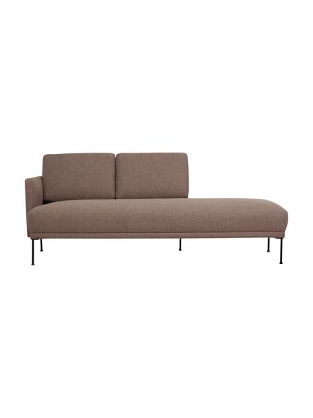 Chaise longue in tessuto con piedini in metallo Fluente, Rivestimento: 100% poliestere 115.000 c, Struttura: legno di pino massiccio, , Piedini: metallo verniciato a polv, Tessuto marrone, Larg. 202 x Prof. 85 cm, schienale a sinistra
