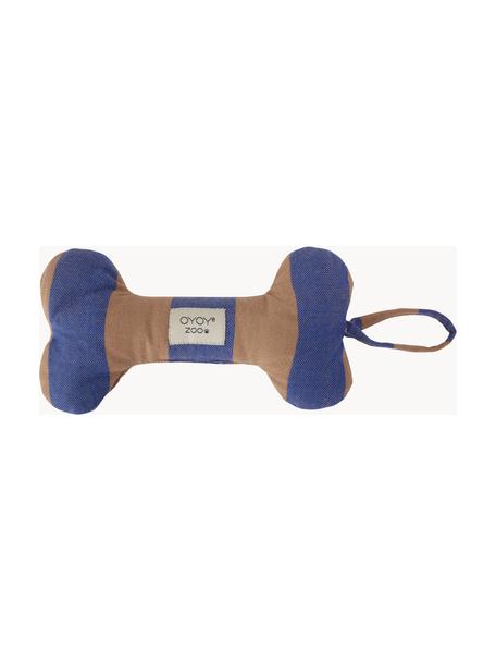 Hračka pro psa ve tvaru kosti Ashi, Š 20 cm, 100 % polyester, Hnědá, tmavě modrá, Š 20 cm, V 11 cm