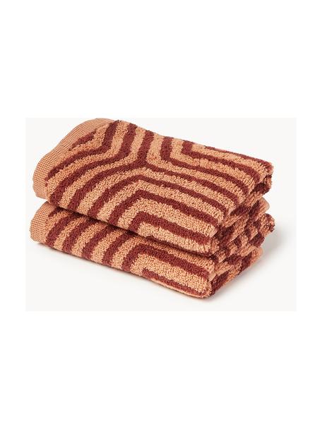 Ręcznik z bawełny Fatu, różne rozmiary, Odcienie terakoty, Ręcznik dla gości XS, S 30 x D 30 cm, 2 szt.
