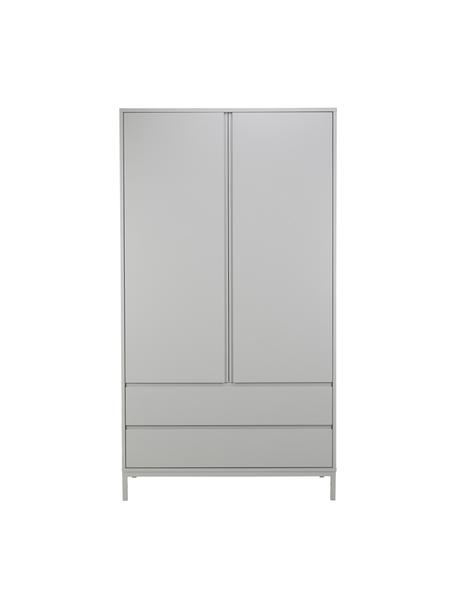 Kledingkast Ikaro in grijs, 2 deuren, Frame: gelakt MDF, Poten: gepoedercoat metaal, Grijs, 110 x 200 cm