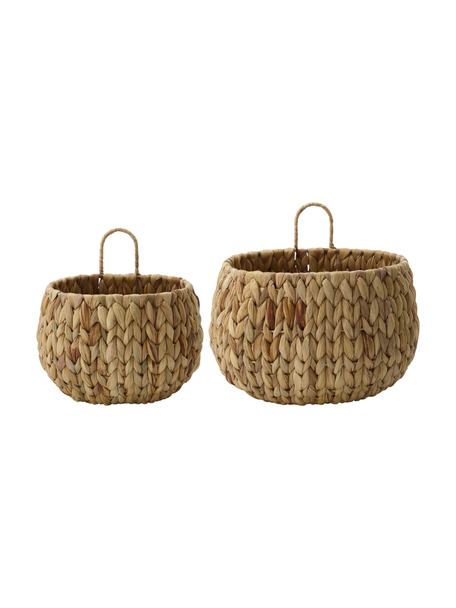 Opbergmanden Hang, set van 2, Mand: waterhyacint, Frame: staaldraad, Bruin, Set met verschillende groottes