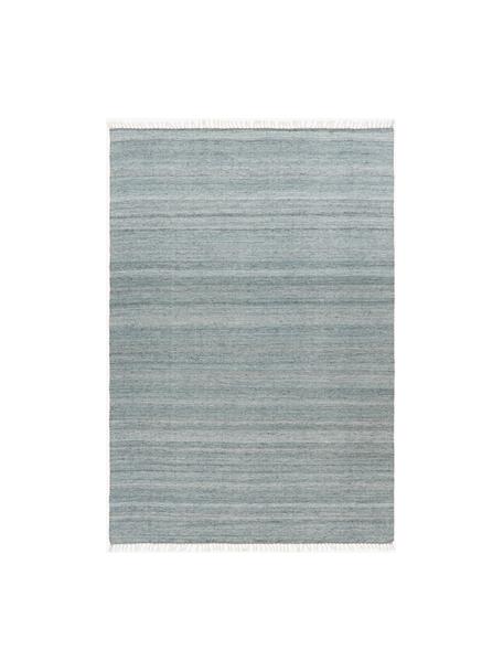 Tappeto da interno-esterno tessuto a mano con frange Nador, 100% polietilene, Azzurro, Larg. 120 x Lung. 170 cm (taglia S)