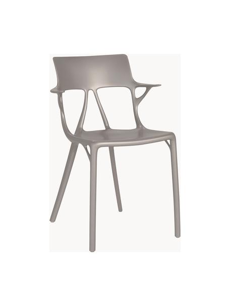 Chaises à accoudoirs en plastique A.I., 2 pièces, Plastique, Grège, larg. 54 x haut. 53 cm