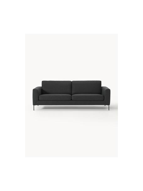 Sofa Cucita (3-Sitzer), Bezug: Webstoff (100% Polyester), Gestell: Massives Kiefernholz, FSC, Füße: Metall, lackiert, Webstoff Anthrazit, B 228 x T 94 cm