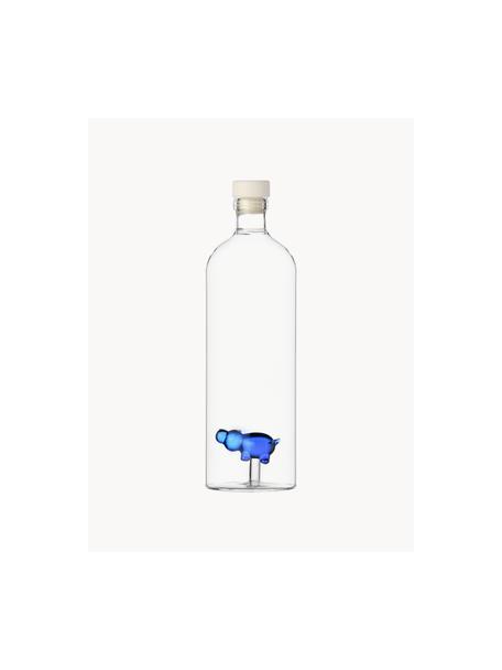 Handgefertigte Wasserkaraffe Animal Farm, 1.1 L, Borosilikatglas, Transparent, Blau, 1.1 L