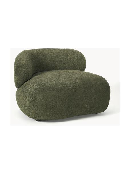 Sillón lounge de borreguillo bouclé Alba, Tapizado: 100% poliéster Alta resis, Estructura: madera de pícea maciza, m, Patas: plástico Este producto es, Borreguillo bouclé verde oscuro, An 102 x F 89 cm, módulo esquina izquierda