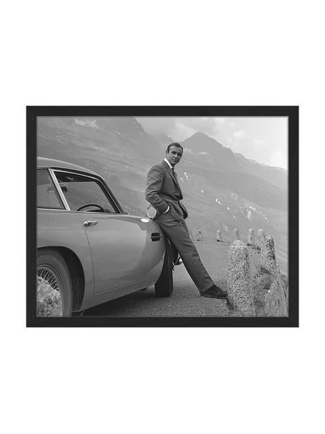 Ingelijste digitale print Sean Connery (James Bond), Lijst: gelakt hout, Zwart, wit, B 43 x H 33 cm