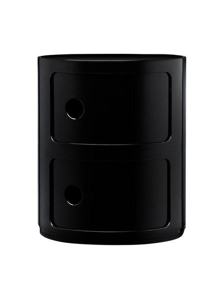 Caisson design noir 2 modules Componibili, Plastique (ABS), laqué, certifié Greenguard, Noir, brillant, Ø 32 x haut. 40 cm