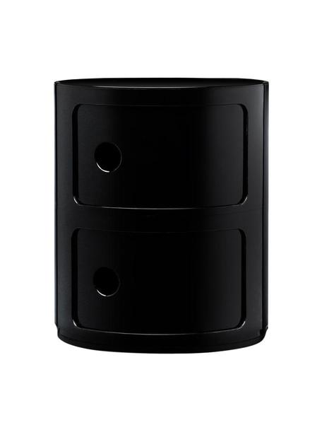 Design Container Componibili, 2 Elemente, Kunststoff (ABS), lackiert, Greenguard-zertifiziert, Schwarz, glänzend, Ø 32 x H 40 cm