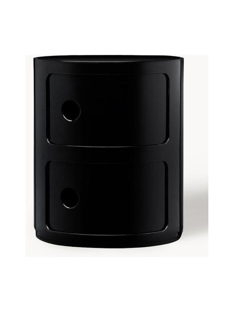 Design Container Componibili, 2 Elemente, Kunststoff (ABS), lackiert, Greenguard-zertifiziert, Schwarz, glänzend, Ø 32 x H 40 cm