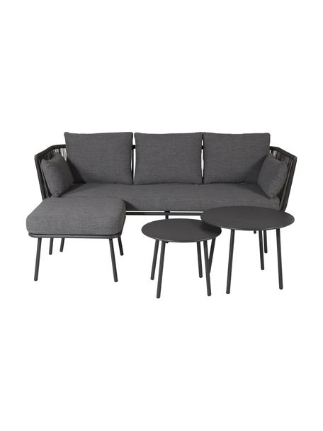 Salon de jardin gris foncé Stringa, 3 élém., Tissu gris foncé, noir, Lot de différentes tailles
