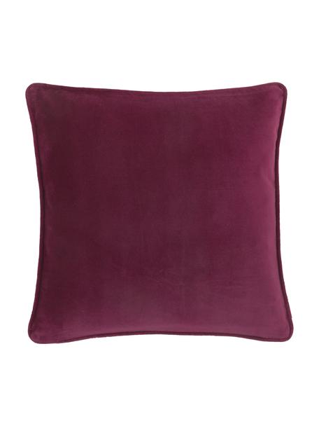 Federa cuscino divano in velluto rosso vino Dana, 100% velluto di cotone, Rosso vino, Larg. 40 x Lung. 40 cm