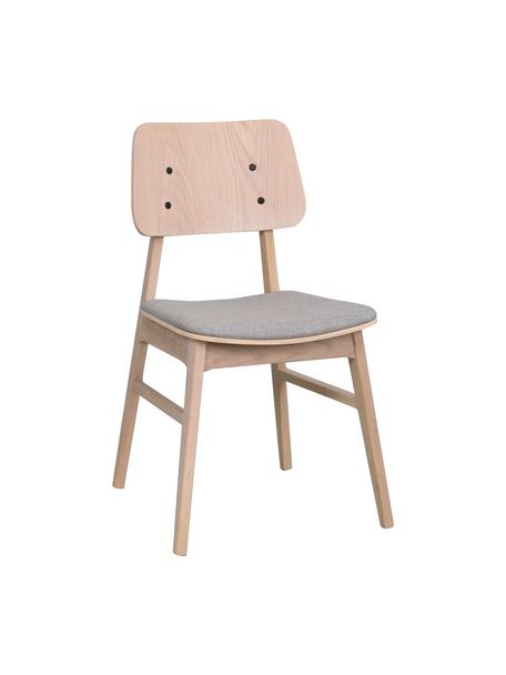 Houten stoelen Nagano met gestoffeerde zitting, 2 stuks, Bekleding: 100 % polyester, Beige, lichtgrijs, B 50 x D 51 cm