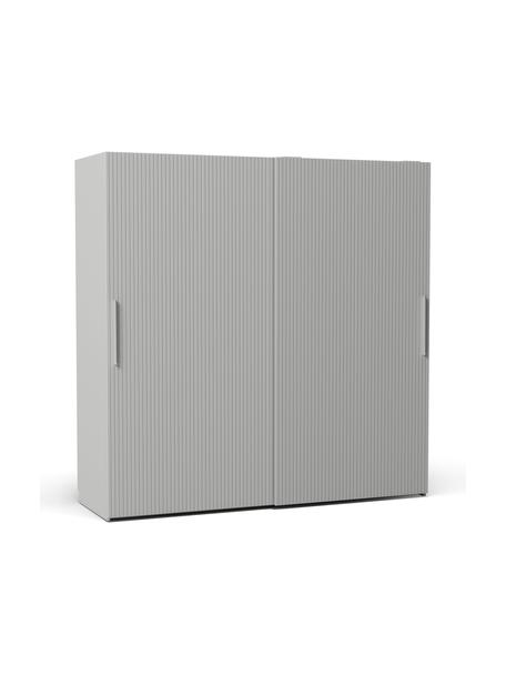 Modularer Schwebetürenschrank Simone, 200 cm Breite, mehrere Varianten, Korpus: Spanplatte, FSC-zertifizi, Holz, Grau, Basic Interior, B 200 x H 200 cm
