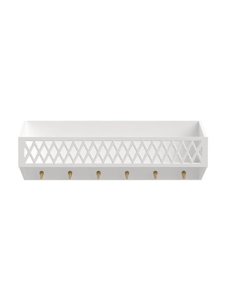 Étagère murale chambre d'enfant Harlequin, MDF (panneau en fibres de bois à densité moyenne), certifié FSC (Forest Stewardship Council), Blanc, couleur dorée, larg. 75 x haut. 25 cm