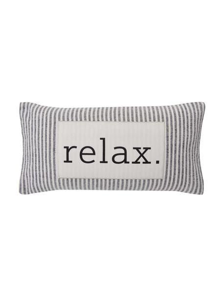 Gestreepte kussenhoes Relax van gerecycled katoen, 100% katoen, GRS-gecertificeerd, Zwart, crèmewit, B 30 x L 60 cm