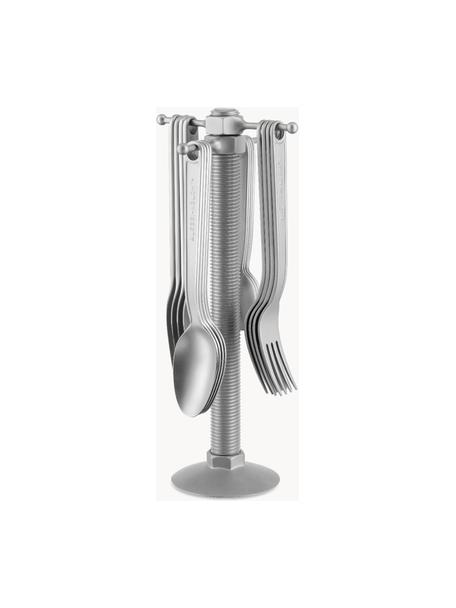 Set posate con stand Conversational Objects, 4 persone (17 pz), Acciaio sabbiato, Argentato, 4 persone (17 pz)