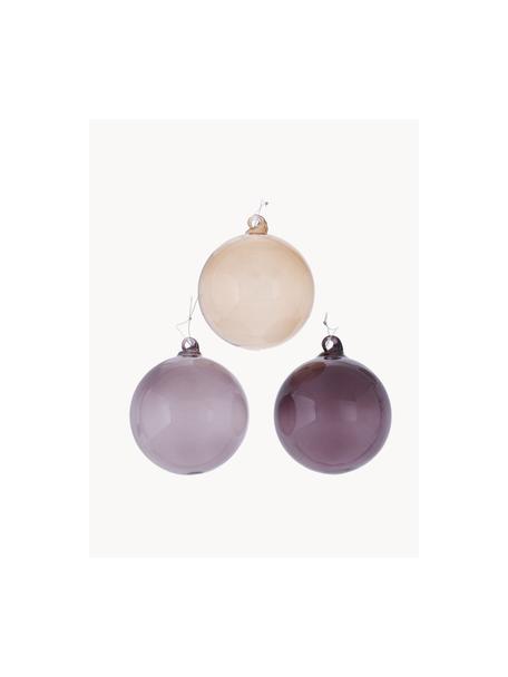 Boules de Noël Lanu, 9 élém., Verre, laqué, Lilas, beige, Ø 10 x haut. 10 cm