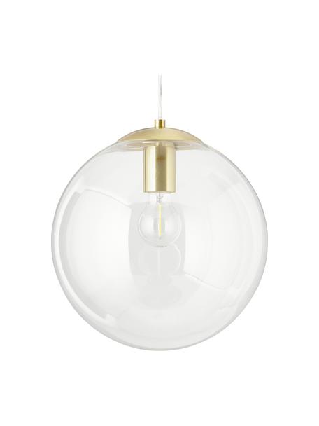 Hanglamp Bao, Lampenkap: glas, Baldakijn: gegalvaniseerd metaal, Transparant, goudkleurig, Ø 30 x H 90 cm