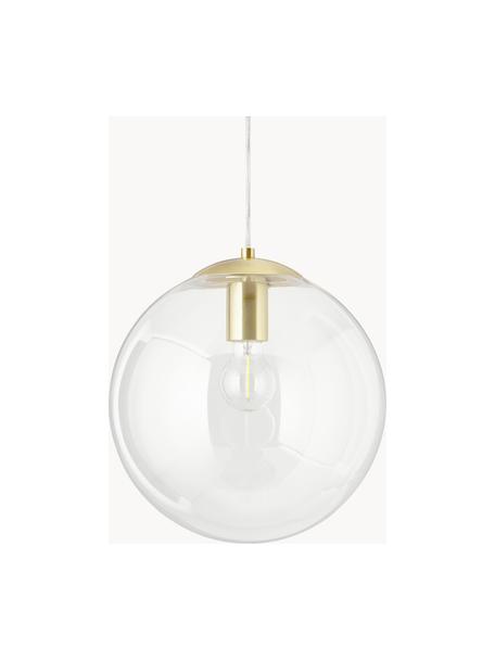 Pendelleuchte Bao, Lampenschirm: Glas, Baldachin: Metall, galvanisiert, Transparent, Goldfarben, Ø 30 cm