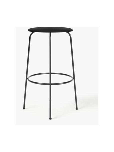 Tabouret de comptoir en cuir Afteroom, Cuir noir, cadre noir, Ø 50 x haut. 75 cm