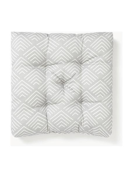 Outdoor-Sitzkissen Milano mit grafischem Muster, Hülle: 100 % Polyacryl, Hellgrau, Weiß, B 40 x L 40 cm