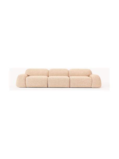 Sofa modułowa (4-osobowa) Bouclé Wolke, Tapicerka: Bouclé (96% poliester, 4%, Stelaż: drewno sosnowe, drewno św, Nogi: tworzywo sztuczne Ten pro, Pomarańczowy Bouclé, S 343 x G 118 cm