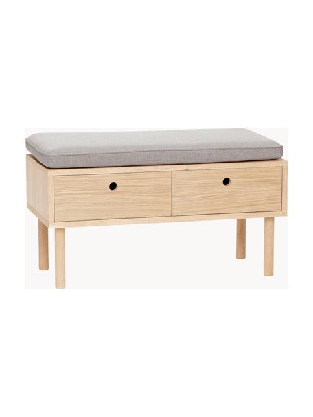 Panca con cassetti Hide, Tessuto grigio, legno, Larg. 85 x Alt. 42 cm