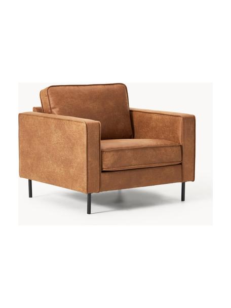 Fauteuil lounge en cuir recyclé Hunter, Cuir brun, larg. 87 x prof. 95 cm